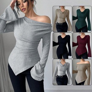 Off Shoulder Top - Blus Wanita Lengan Panjang Warna Polos