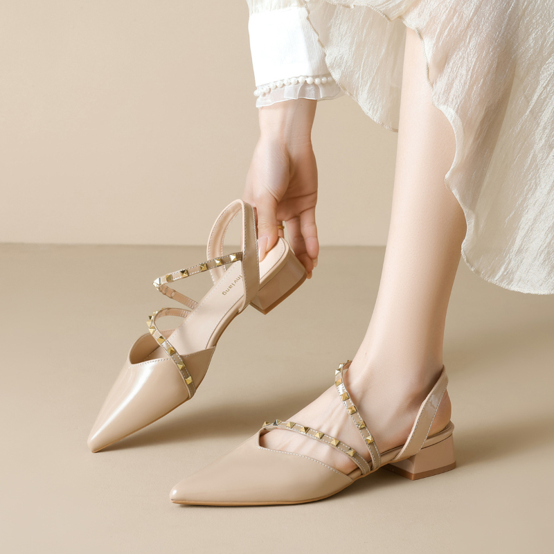 Women Fashion Simple - Sepatu Wanita Model Slingback Berujung Runcing