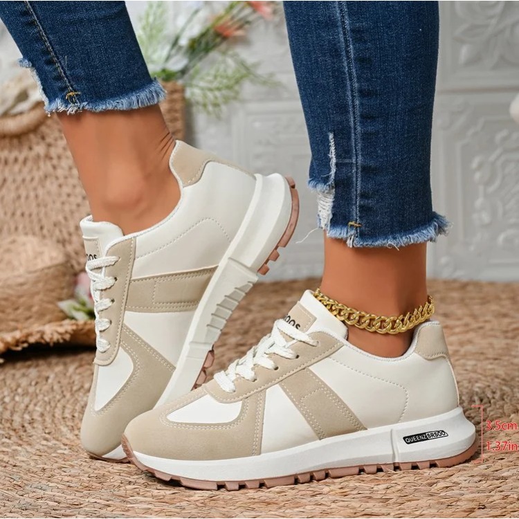 Women'S Yellow Fashion Sneakers - Sepatu kets ringan wanita bergaris modis