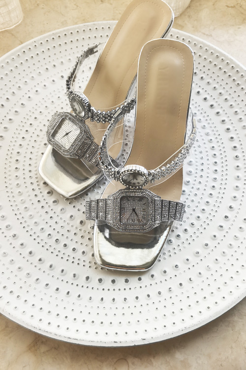 Fashion Women Watches - Sepatu hak tinggi kristal desain asli,