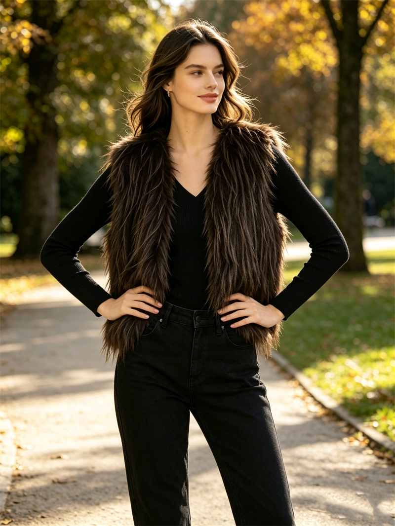 Women'S Fashion Gilet - Rompi Bulu Imitasi Wanita Guobioziy, Model