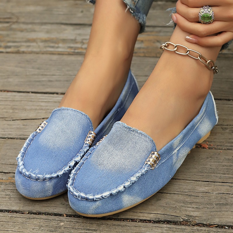 Women Fashion Heels - Sepatu Loafer Kasual Nyaman Warna Biru