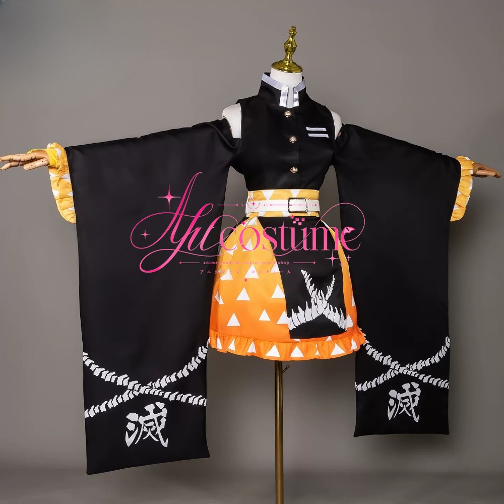 Off Shoulder Top - Kostum Cosplay Kamado Tanjiro Agatsuma Zenitsu,