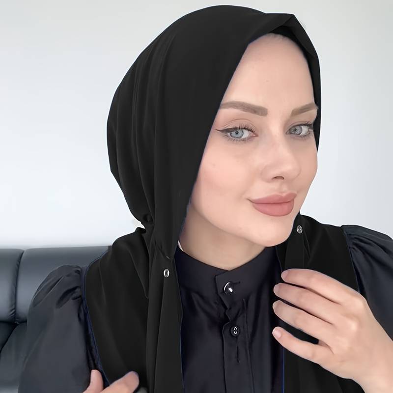 Women Fashion Simple - Hijab muslim polos warna solid, topi