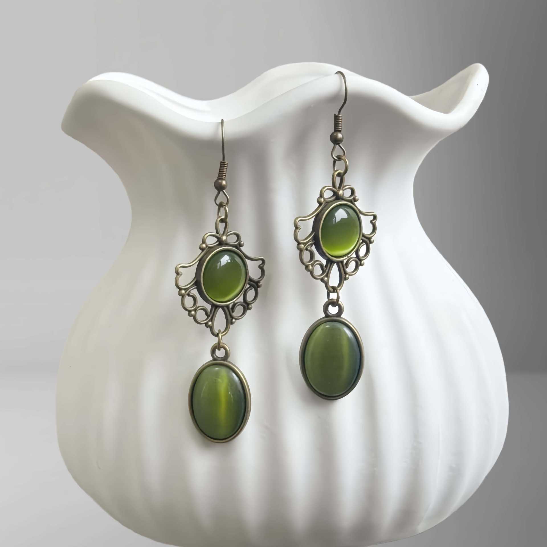 Anting Gantung Opal Hijau Rend - Women'S Fashion Victorian Era ulasan dan harga