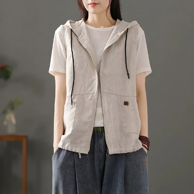 Rompi Wanita Putih Bahan Linen - Women'S Fashion Gilet ulasan dan harga