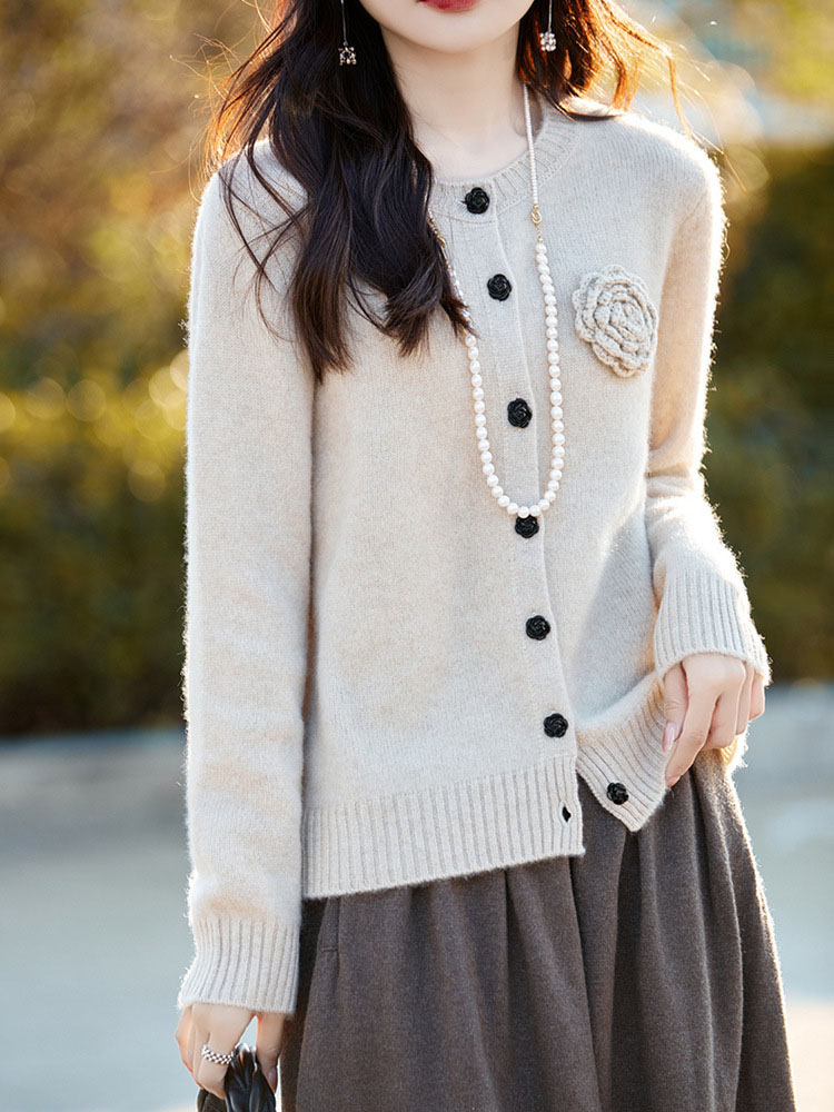 Kardigan Rajutan Bunga Mantel  - Women'S Fashion Gilet ulasan dan harga