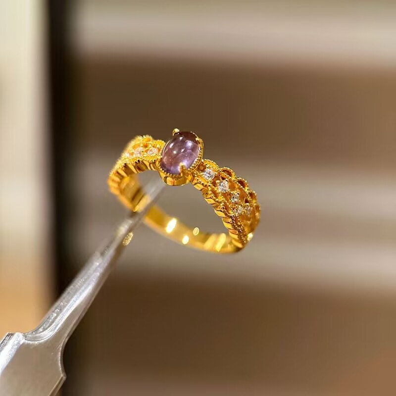 Cincin Jari Renda Amethyst Ber - Women'S Fashion Victorian Era ulasan dan harga