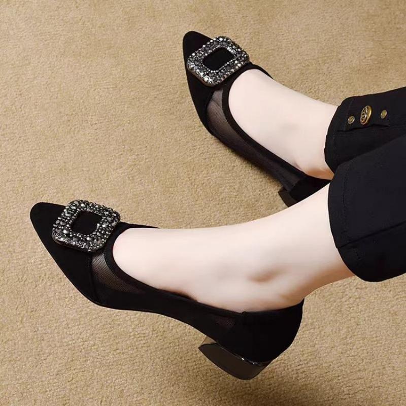 Sepatu Pumps Hak Blok Berujung - Women Fashion Heels ulasan dan harga